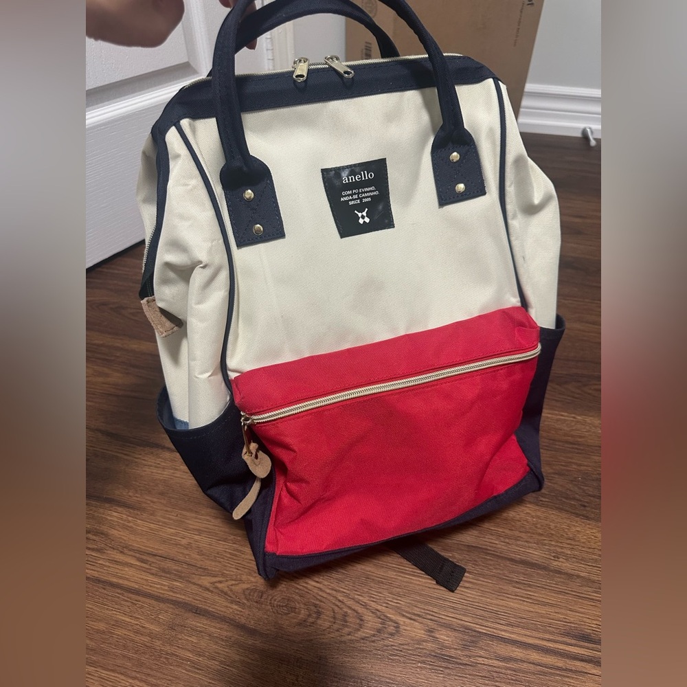 Anello Canvas Colorblock Backpack - Cream & Red